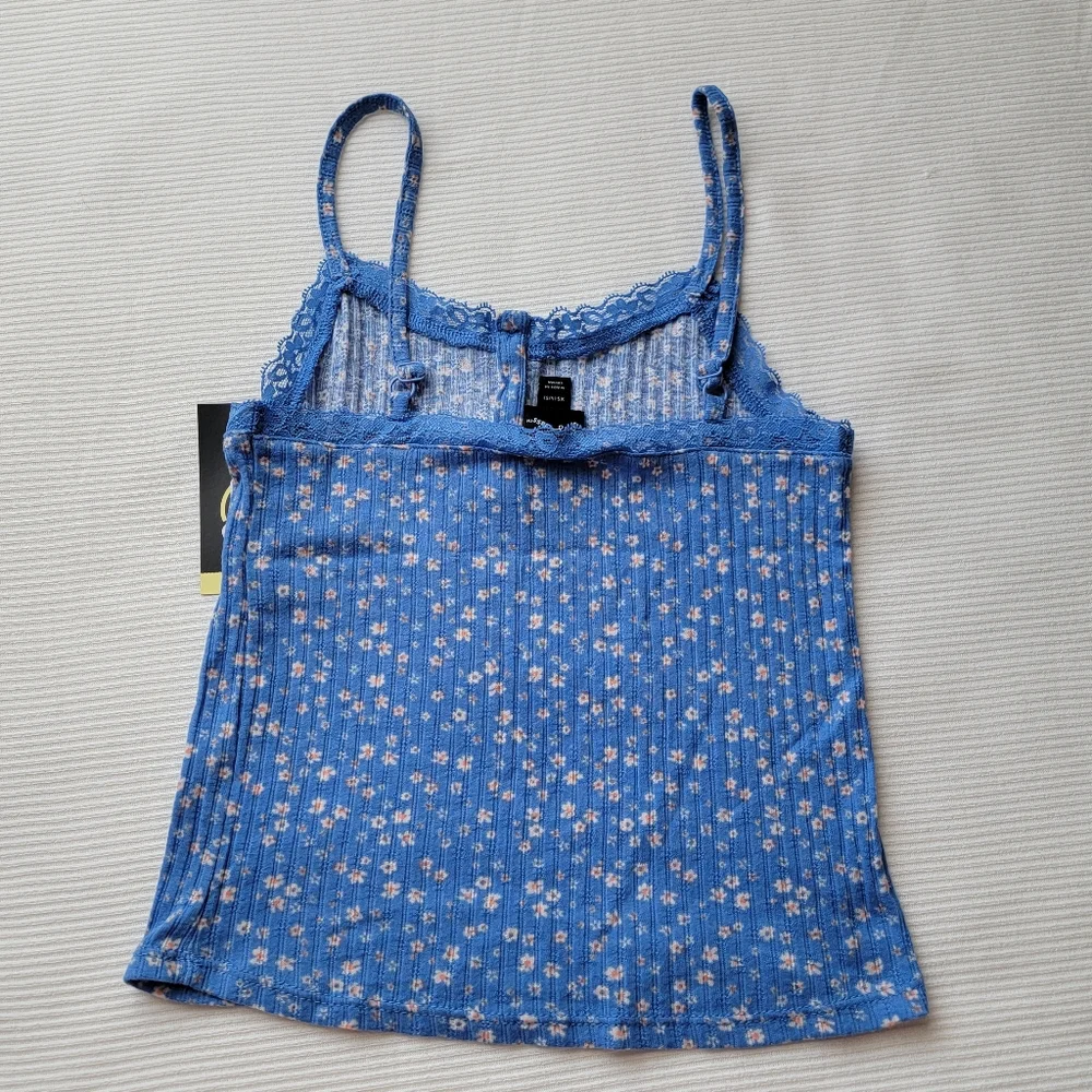 Floral Ribbed Spaghetti Strap Tank Top | Art Class